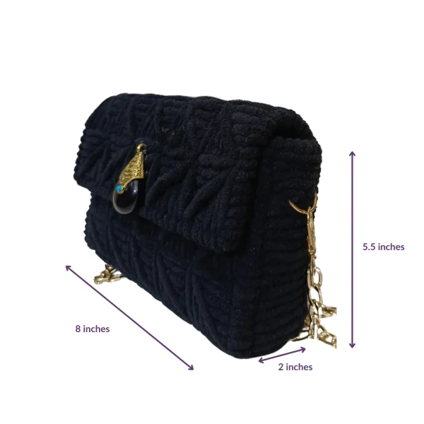 Enchanter Black Brilliance Cotton Shoulder Bag - Image 2